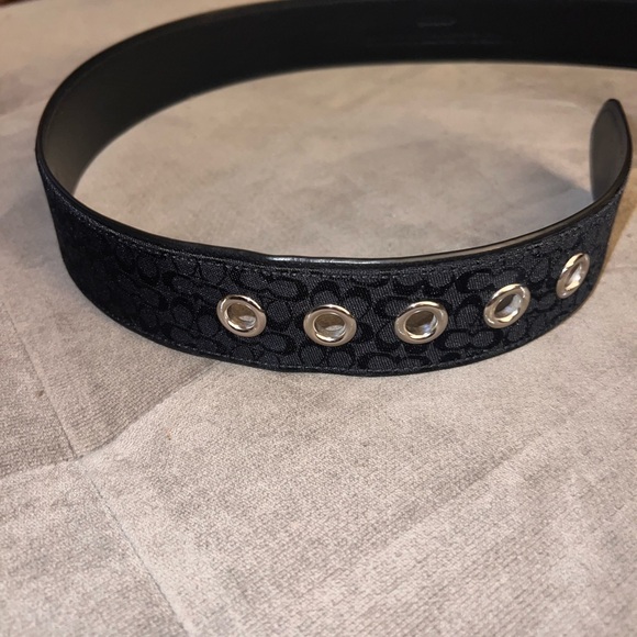 COACH Belt | Black Leather & Canvas Monogram Belt - NEVER WORN - Size Medium - Picture 5 of 8